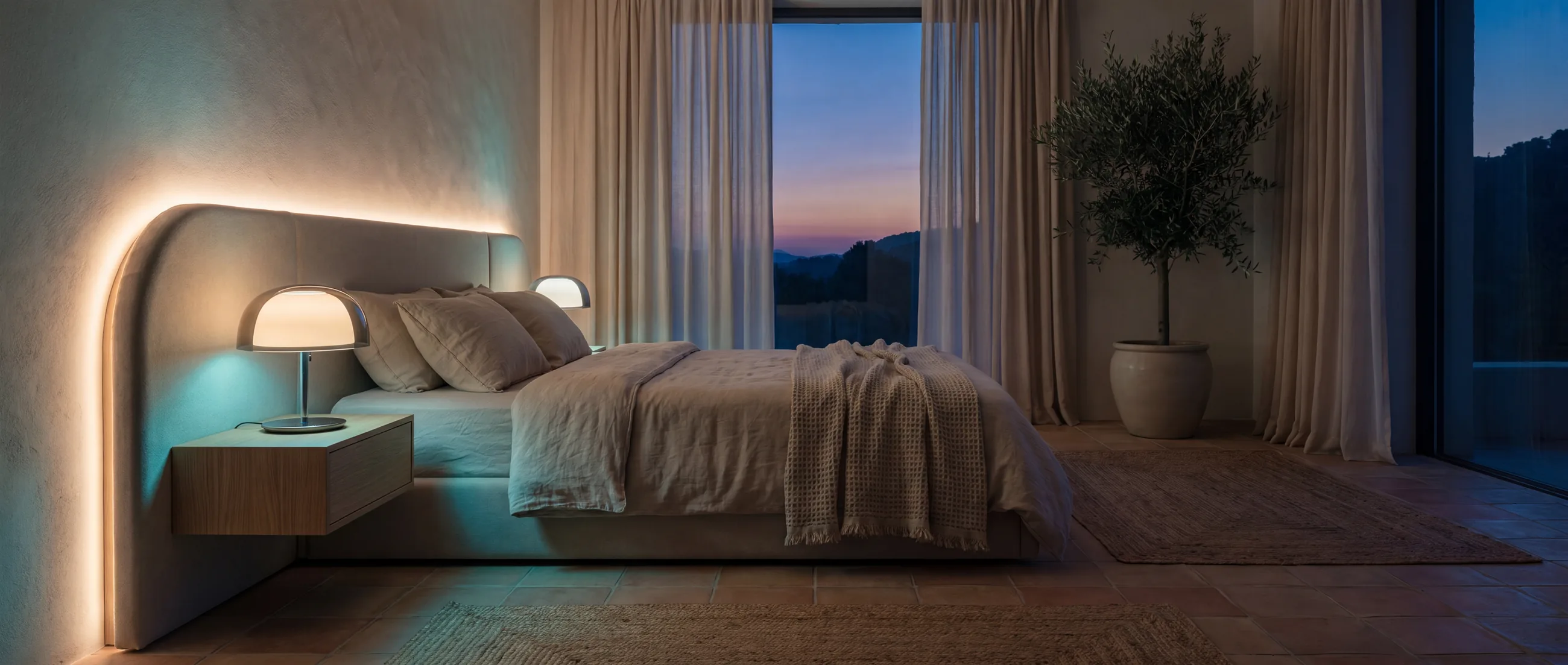 Bedroom with Smartio smart lighting