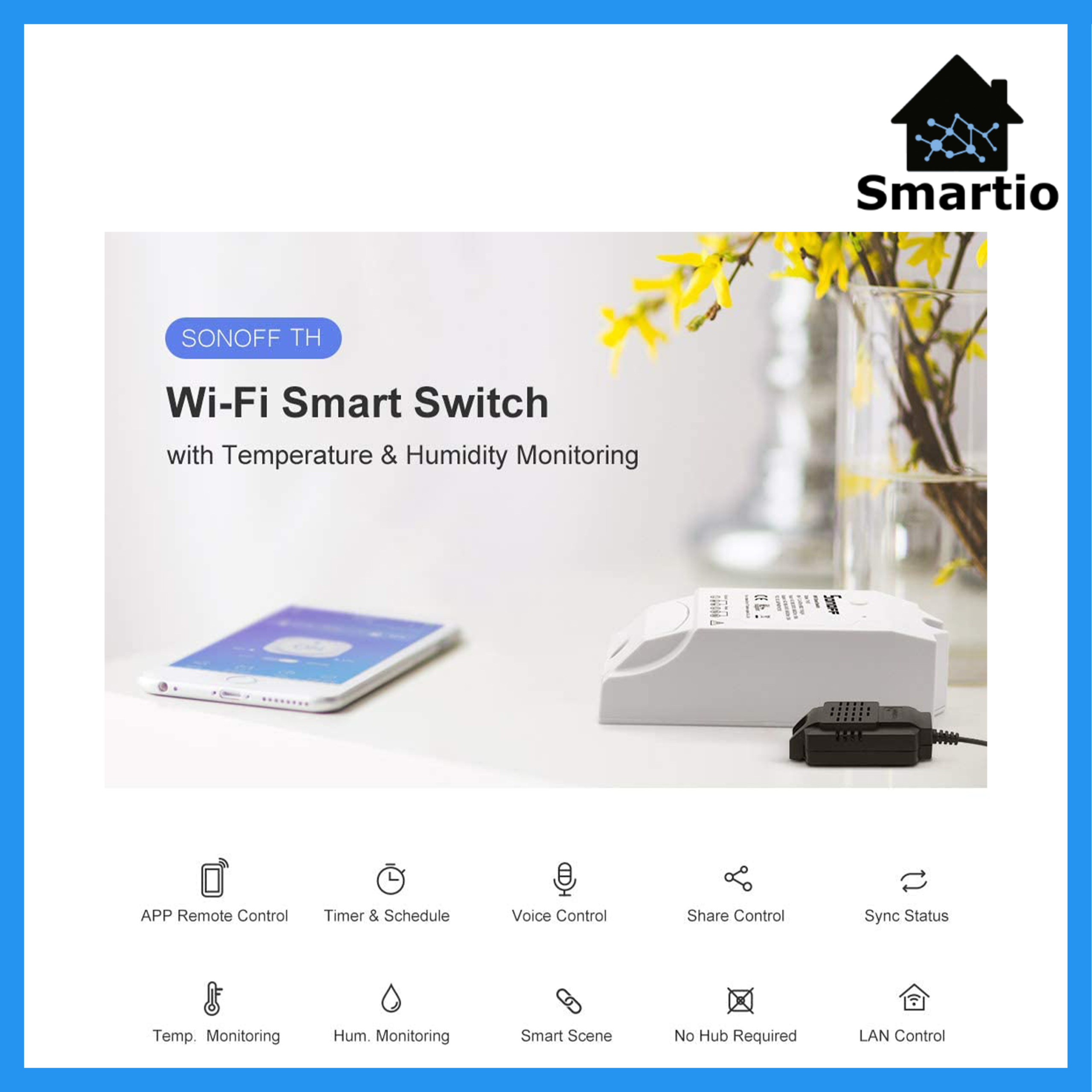 SONOFF TH Elite WiFi Smart Switch with Waterproof Temperature Humidity  Sensor