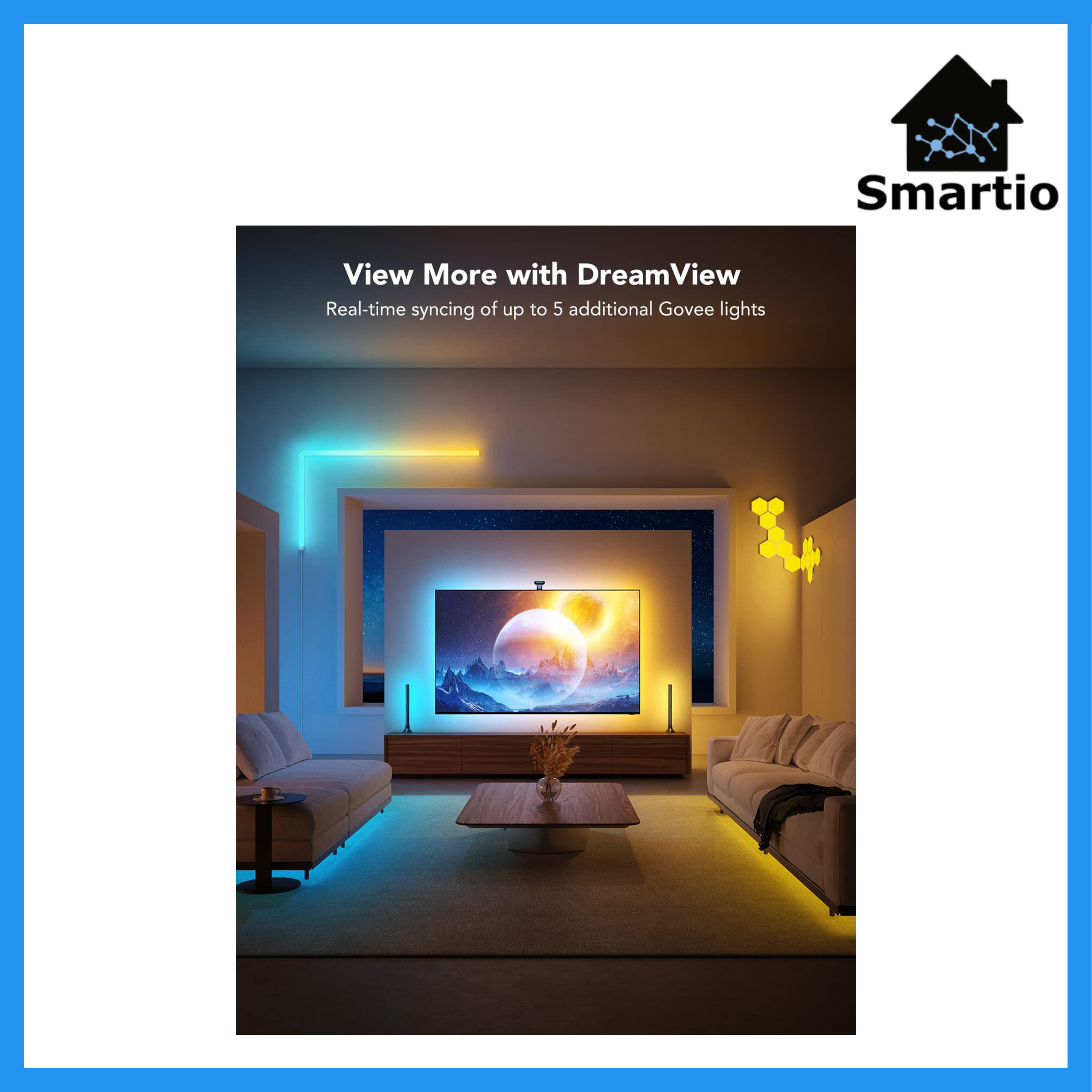 Govee DreamView T1 WiFi LED-TV-bakgrundsbelysning med kamera, RGBIC LED  Strip, för 55-65 tums TV och PC, App Control, kompatibel med Alexa och  Google