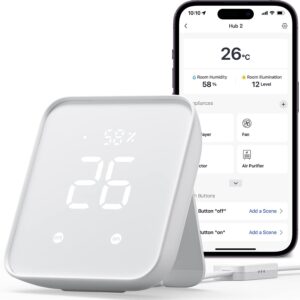 SwitchBot – Thermomètre hygromètre WiFi, lot de 3 avec Hub Mini