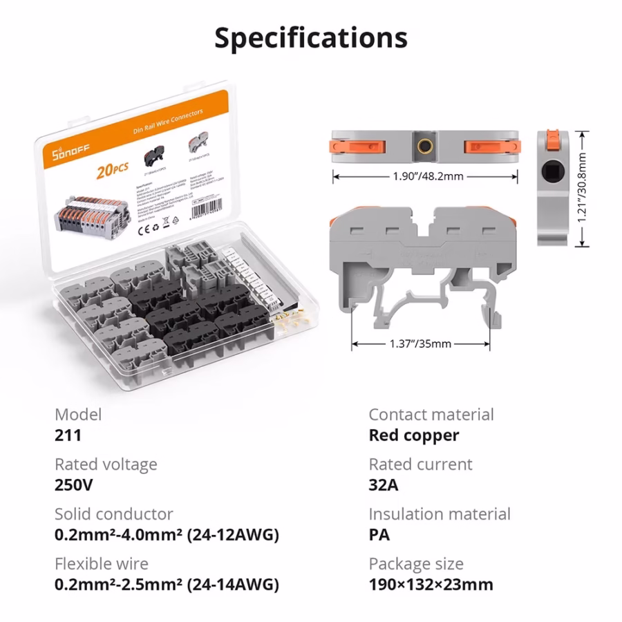 Sonoff Din Rail Wire Connectors view 4