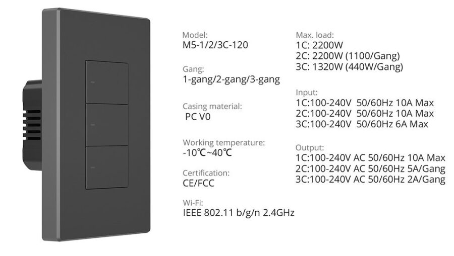 Sonoff SwitchMan M5 Light Switch 120 Type  1 Gang