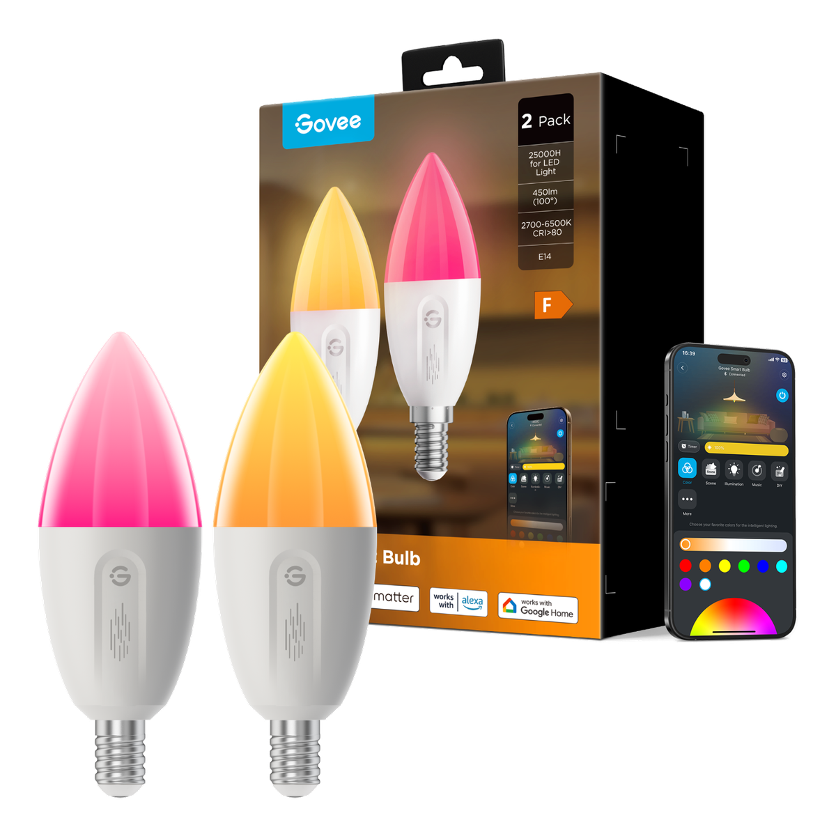 Govee E14 Smart LED Bulb | 2-Pack